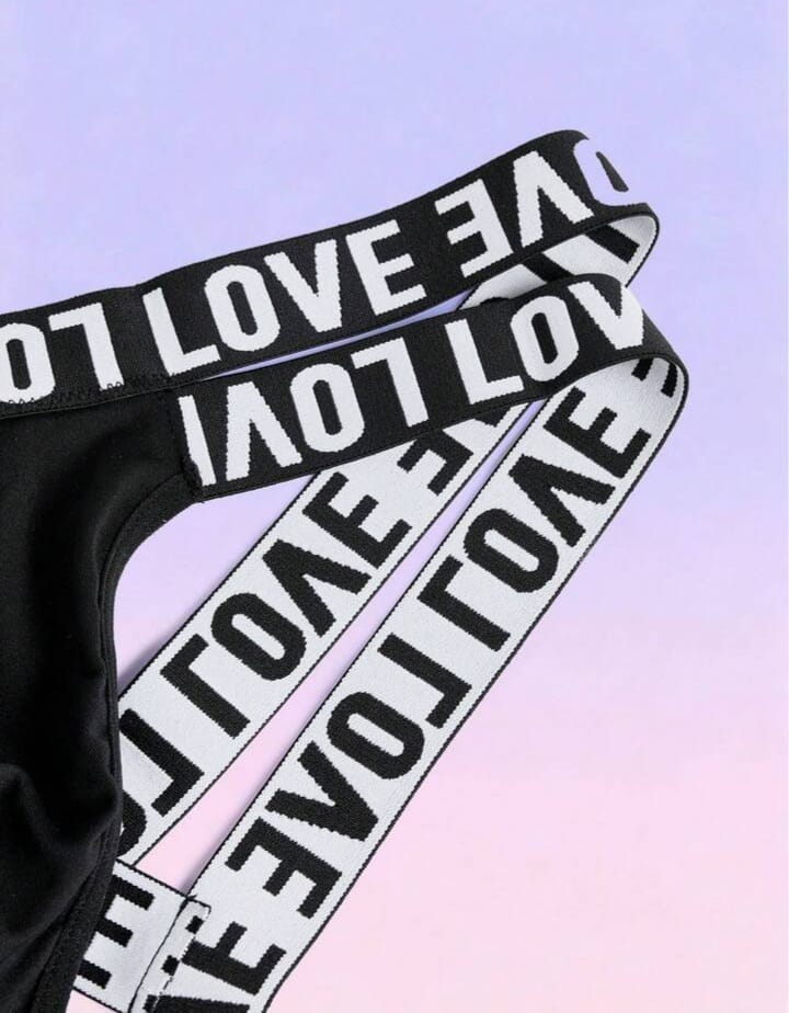 Men's Letter Print Hollow Design Briefs